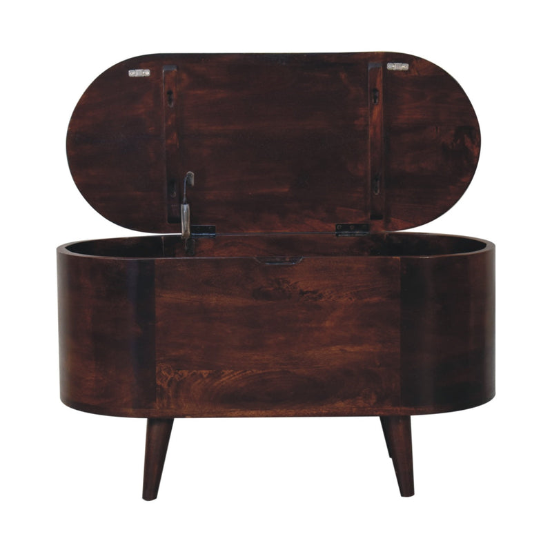 Light Walnut Rounded Lid-up Blanket Box Artisan