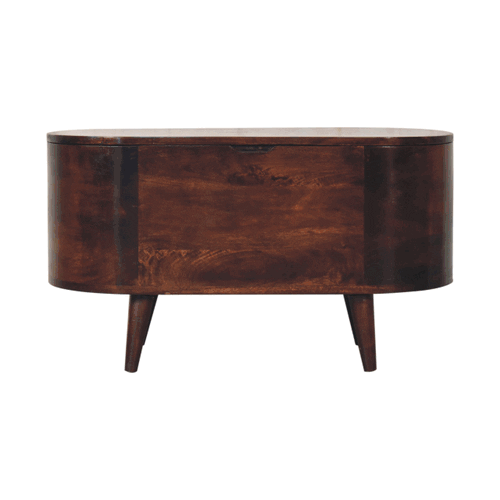 Light Walnut Rounded Lid-up Blanket Box Artisan