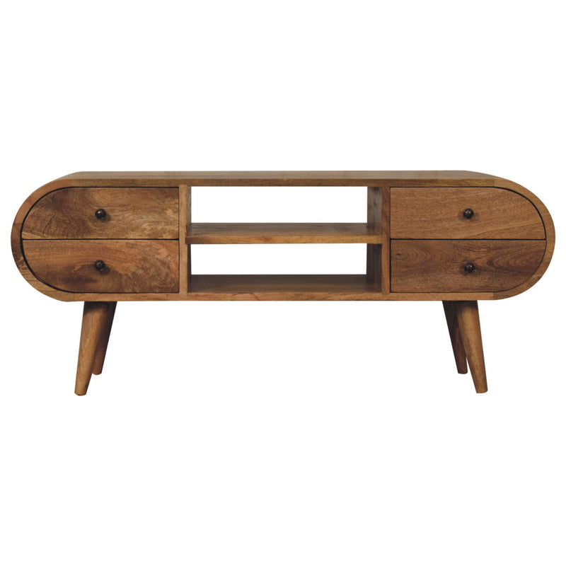 Oak-ish Circular Media Unit with 2 Open Slots Artisan