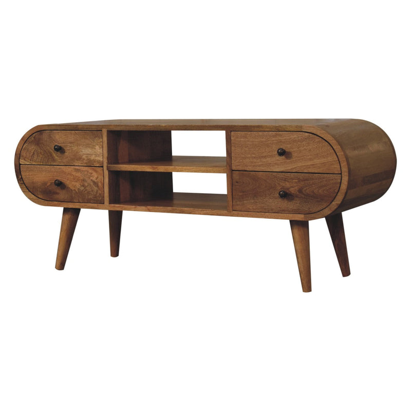 Oak-ish Circular Media Unit with 2 Open Slots Artisan