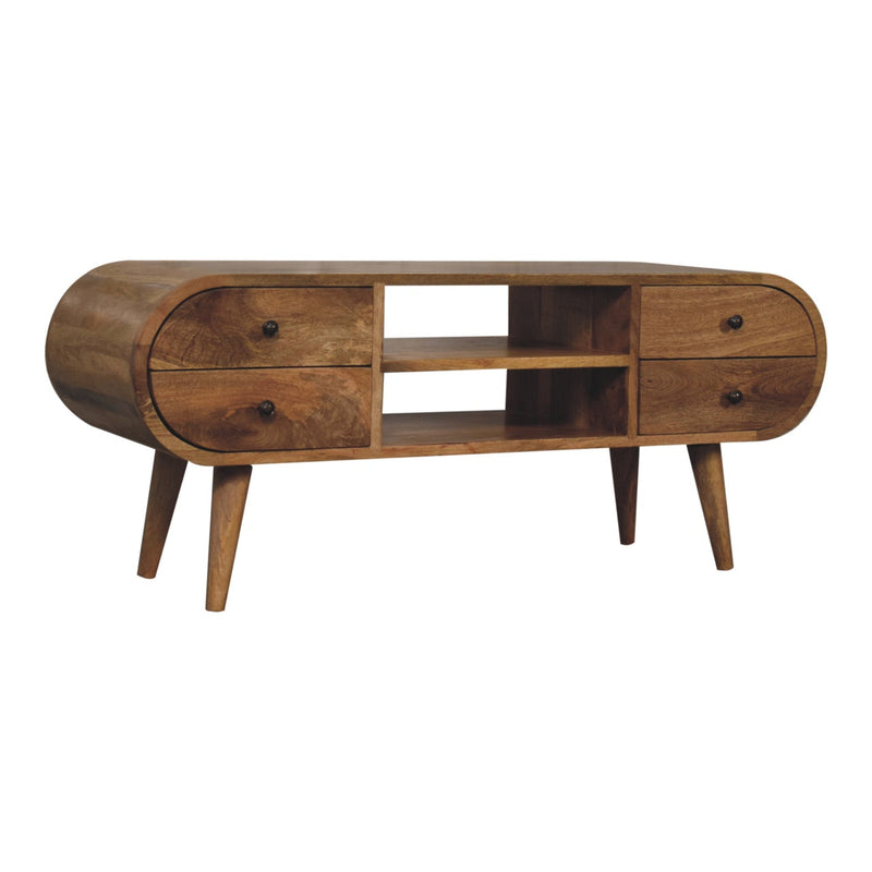 Oak-ish Circular Media Unit with 2 Open Slots Artisan
