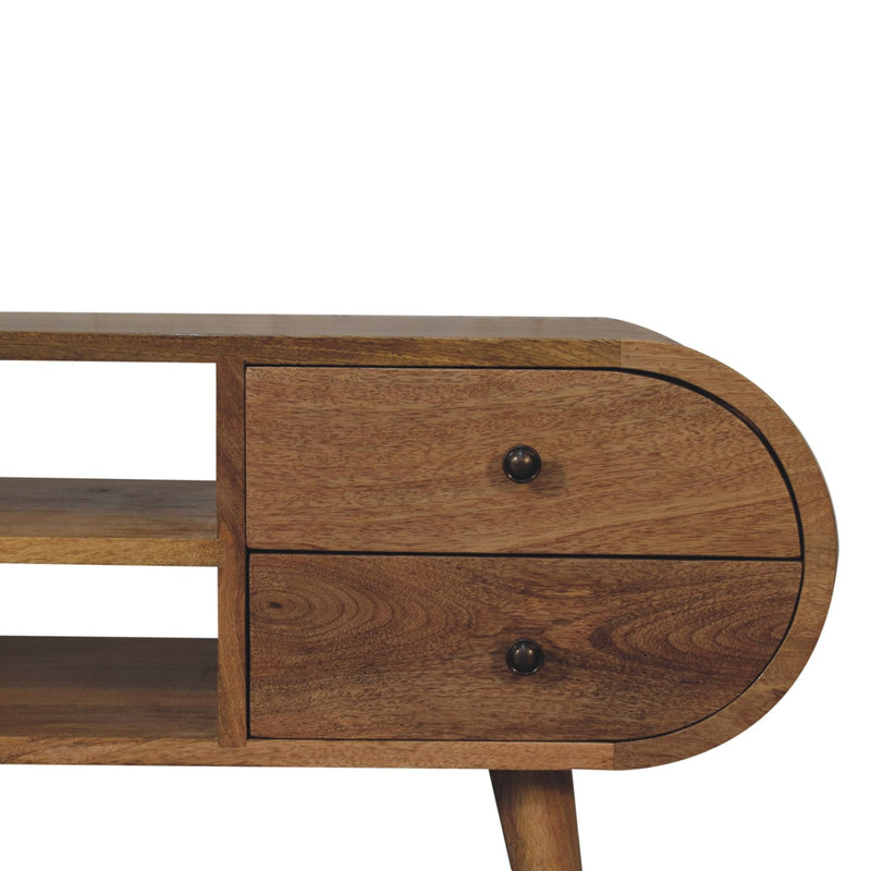 Oak-ish Circular Media Unit with 2 Open Slots Artisan