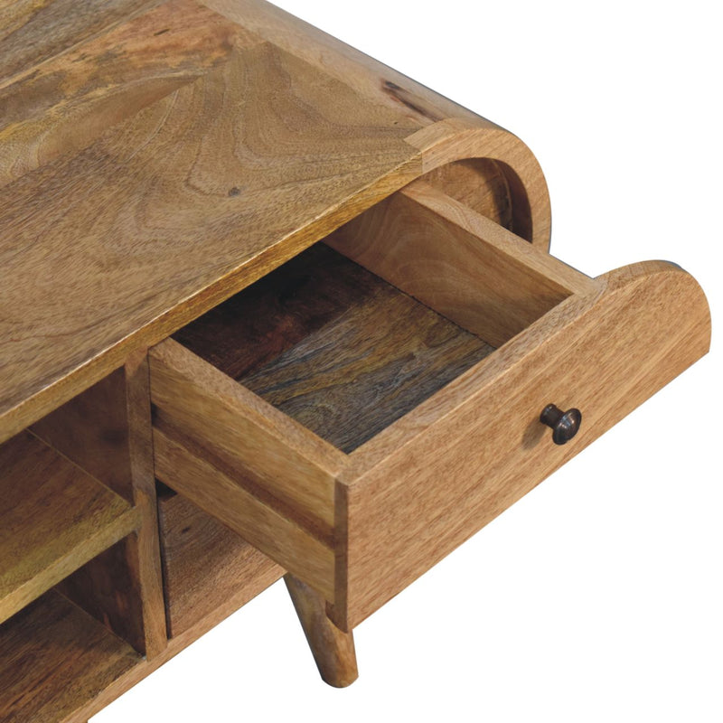 Oak-ish Circular Media Unit with 2 Open Slots Artisan