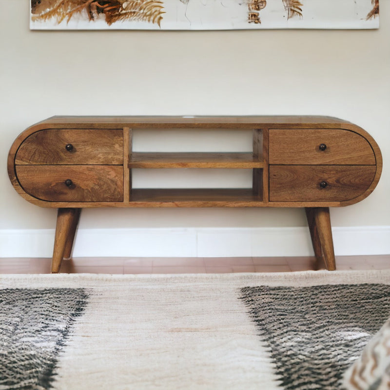 Oak-ish Circular Media Unit with 2 Open Slots Artisan