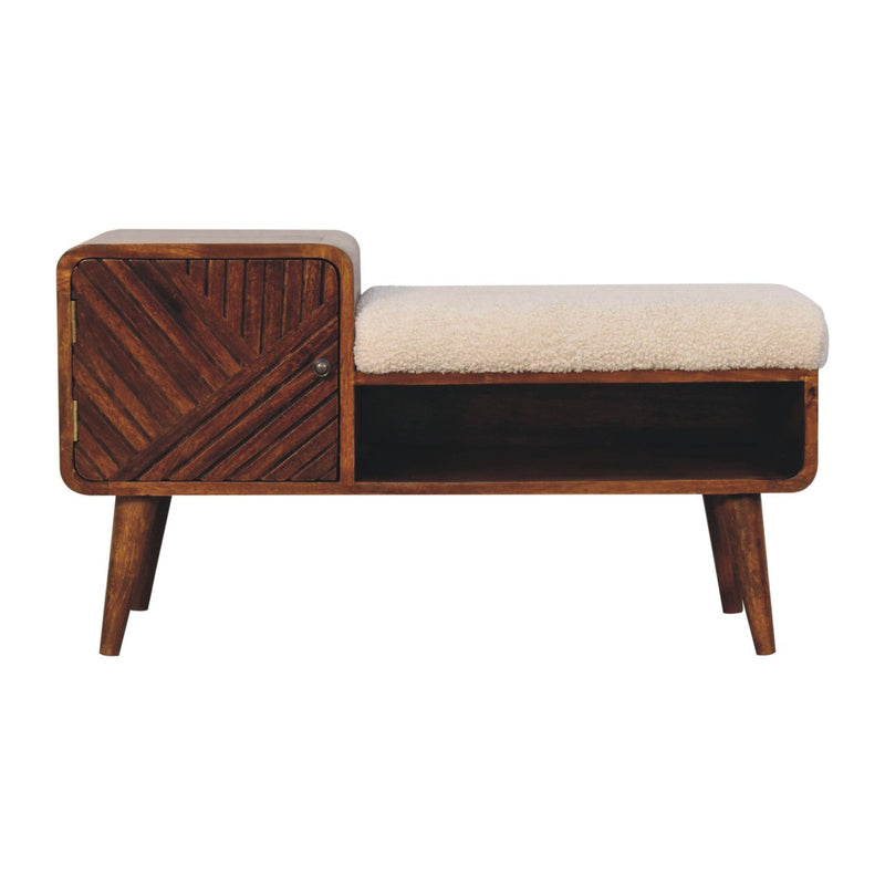 Boucle Carved Chestnut Telephone Table Bench Artisan