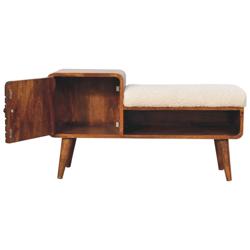 Boucle Carved Chestnut Telephone Table Bench Artisan