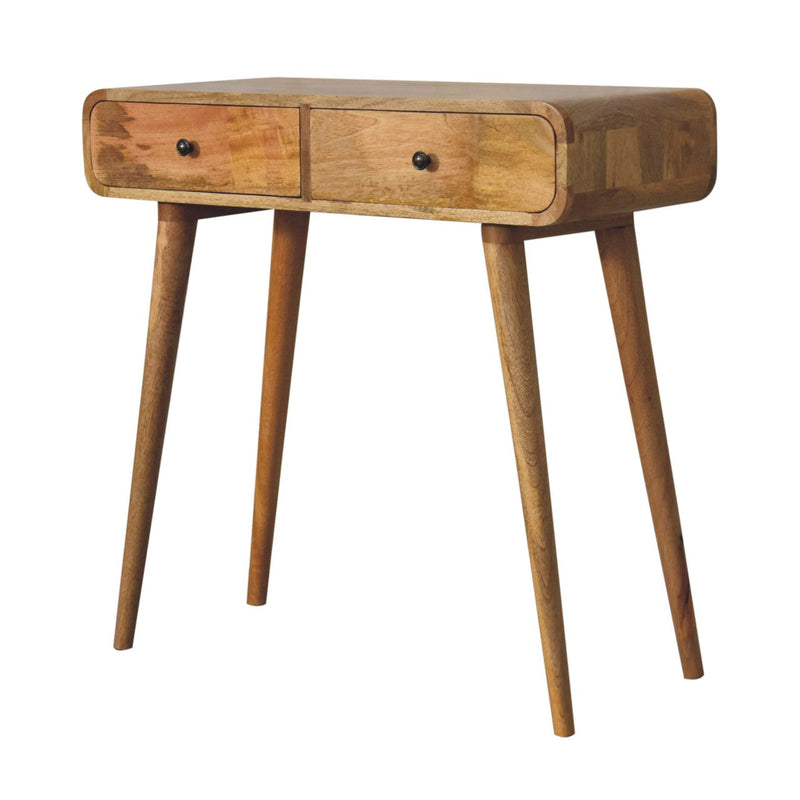 Oak-ish Curved Hallway Table w/2-Drawers Artisan