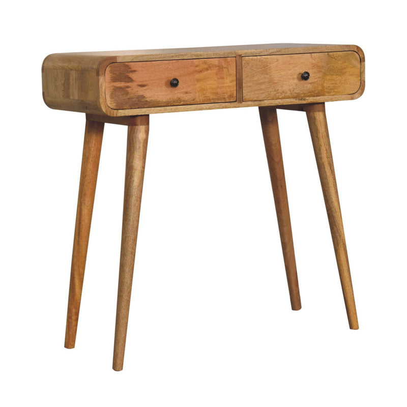 Oak-ish Curved Hallway Table w/2-Drawers Artisan