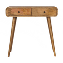 Oak-ish Curved Hallway Table w/2-Drawers Artisan