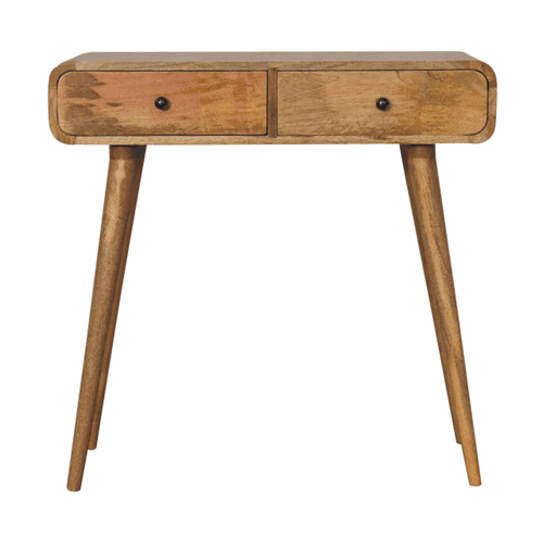 Oak-ish Curved Hallway Table w/2-Drawers Artisan