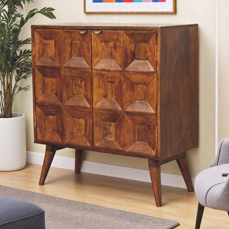Curved Chestnut nightstand Artisan