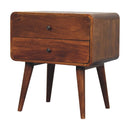 Large Curved Chestnut Bedside Nightstand Artisan