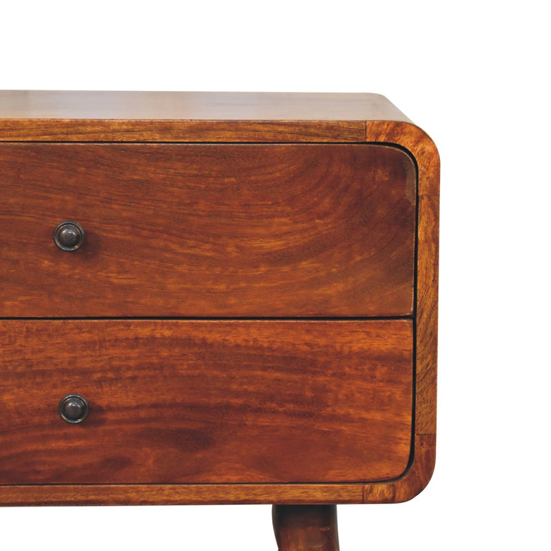 Large Curved Chestnut Bedside Nightstand Artisan