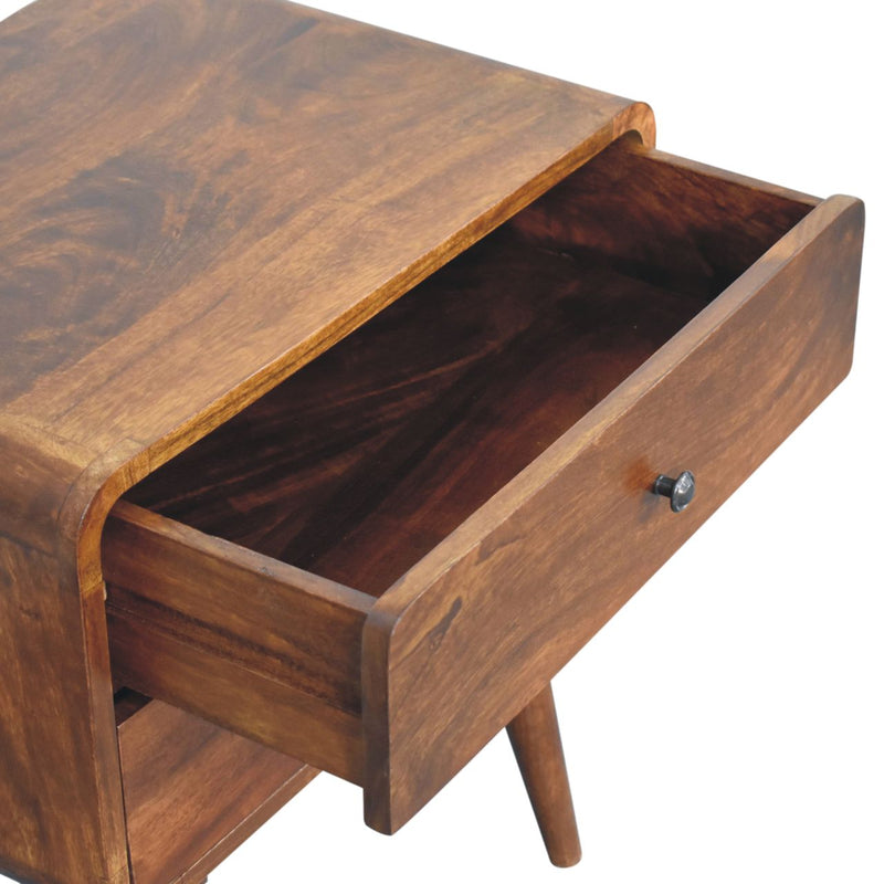 Large Curved Chestnut Bedside Nightstand Artisan