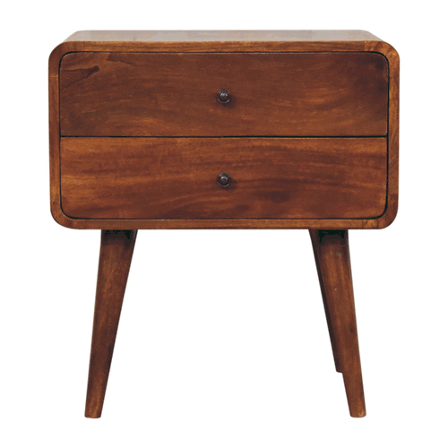Large Curved Chestnut Bedside Nightstand Artisan