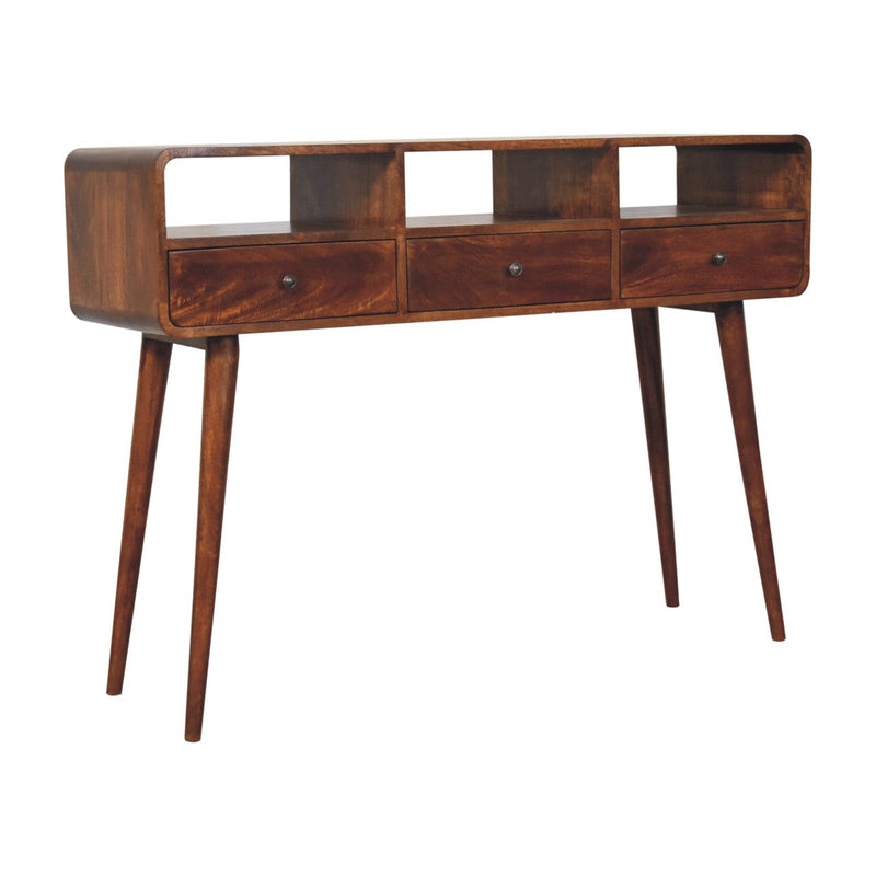 Triple Curved Chestnut Console Table Artisan