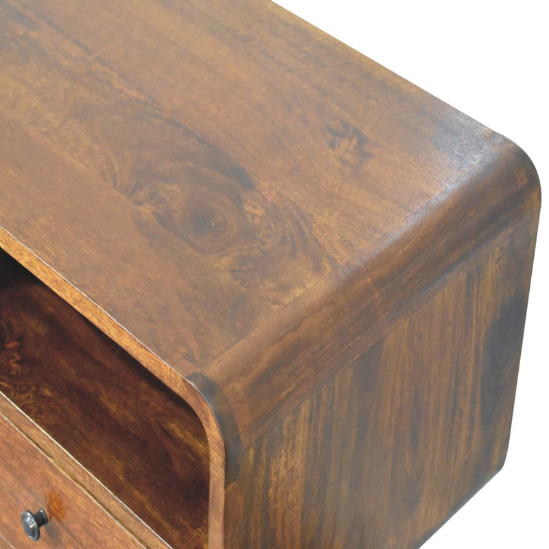 Triple Curved Chestnut Console Table Artisan