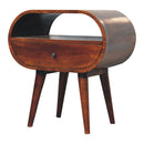 Large Chestnut Circular Open Bedside Nightstand Artisan