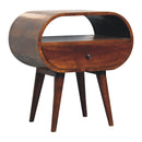 Large Chestnut Circular Open Bedside Nightstand Artisan