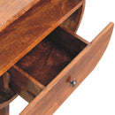 Large Chestnut Circular Open Bedside Nightstand Artisan