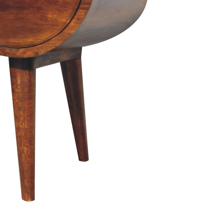 Large Chestnut Circular Open Bedside Nightstand Artisan