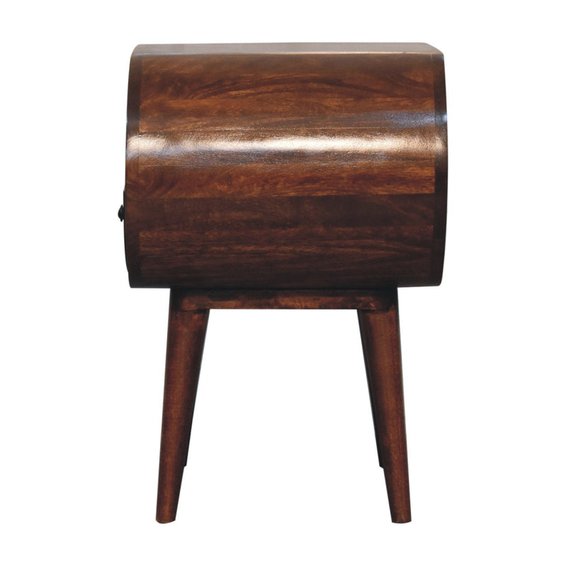 Large Chestnut Circular Open Bedside Nightstand Artisan