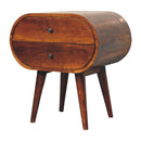 Large Chestnut Circular Bedside Nightstand Artisan