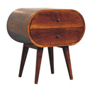 Large Chestnut Circular Bedside Nightstand Artisan