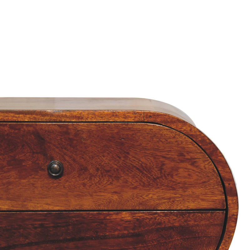 Large Chestnut Circular Bedside Nightstand Artisan