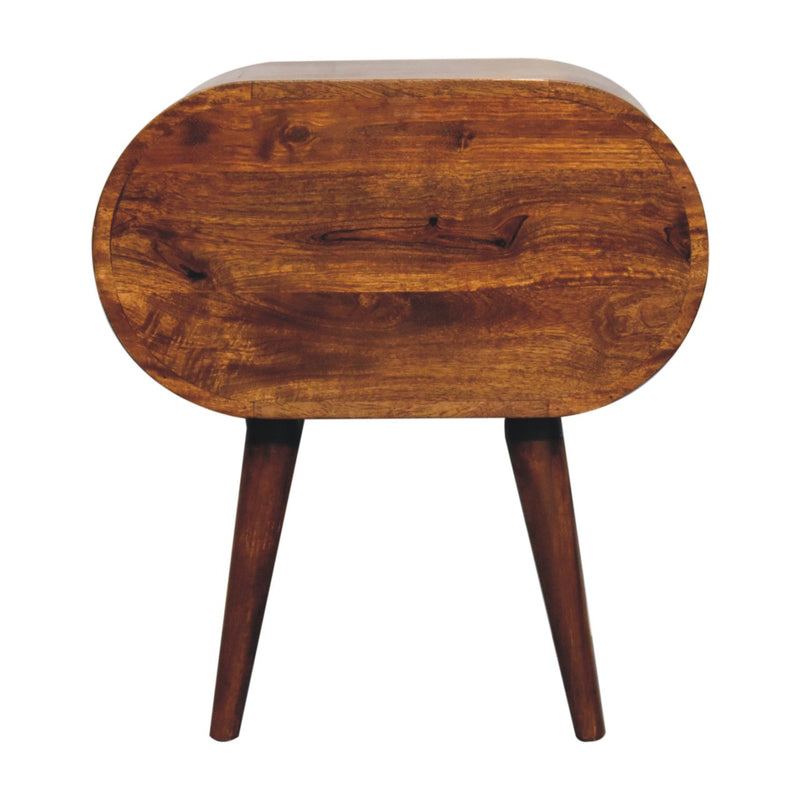 Large Chestnut Circular Bedside Nightstand Artisan