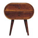 Large Chestnut Circular Bedside Nightstand Artisan