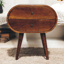 Large Chestnut Circular Bedside Nightstand Artisan