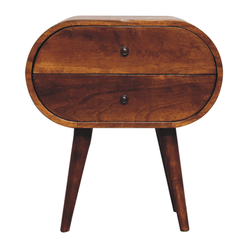 Large Chestnut Circular Bedside Nightstand Artisan