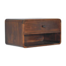Large Chestnut Curve Floating Bedside Nightstand Artisan