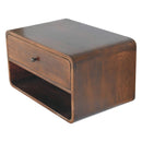 Large Chestnut Curve Floating Bedside Nightstand Artisan