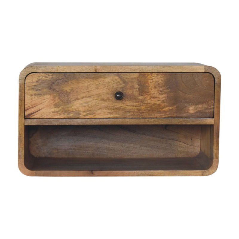 Large Floating Curve Open Slot Bedside Nightstand Artisan