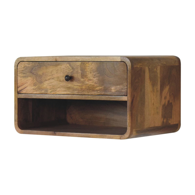 Large Floating Curve Open Slot Bedside Nightstand Artisan