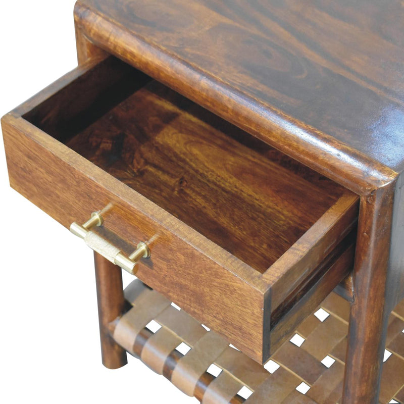 Chestnut T-Bar Bedside Nightstand Artisan