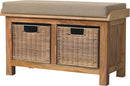 Rattan Basket Beige Linen Bench Artisan