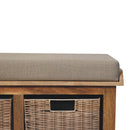 Rattan Basket Beige Linen Bench Artisan