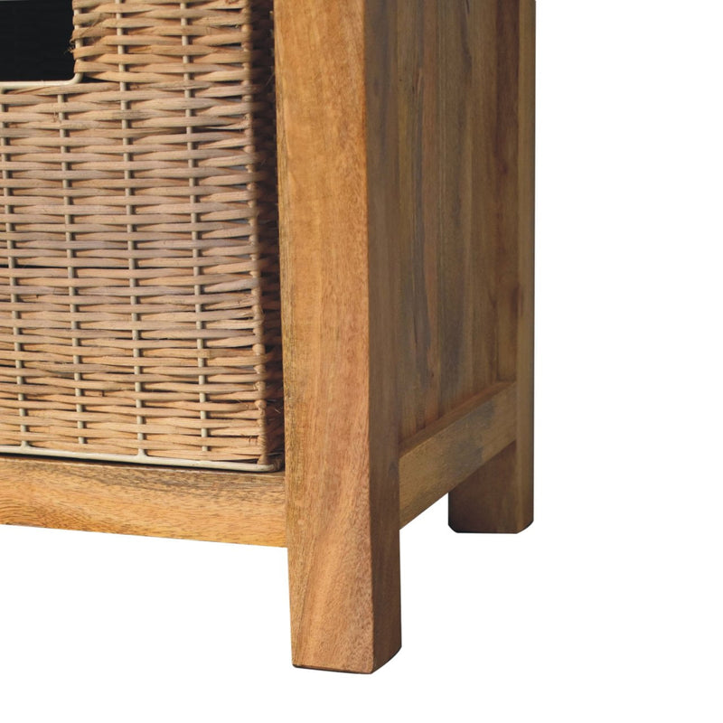 Rattan Basket Beige Linen Bench Artisan