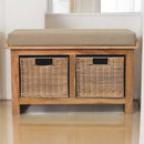 Rattan Basket Beige Linen Bench Artisan