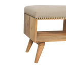 Studded Linen Open Bench