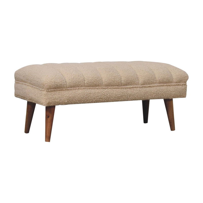 Cream Boucle Puffer Bench Artisan