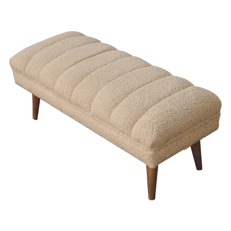 Cream Boucle Puffer Bench Artisan