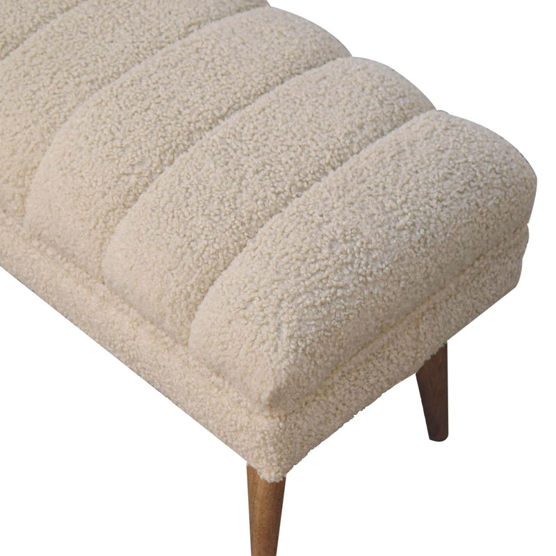 Cream Boucle Puffer Bench Artisan