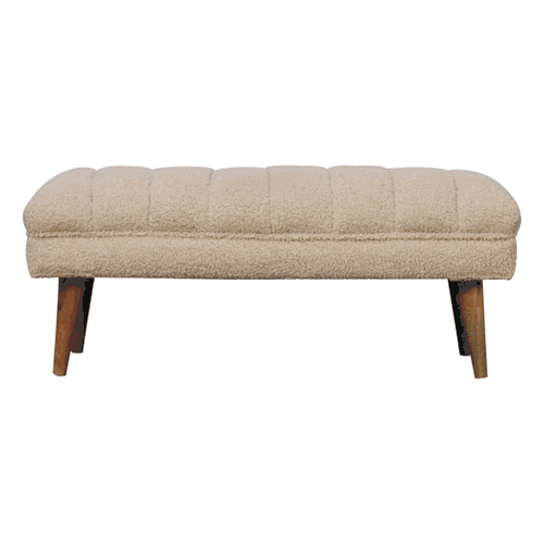 Cream Boucle Puffer Bench Artisan