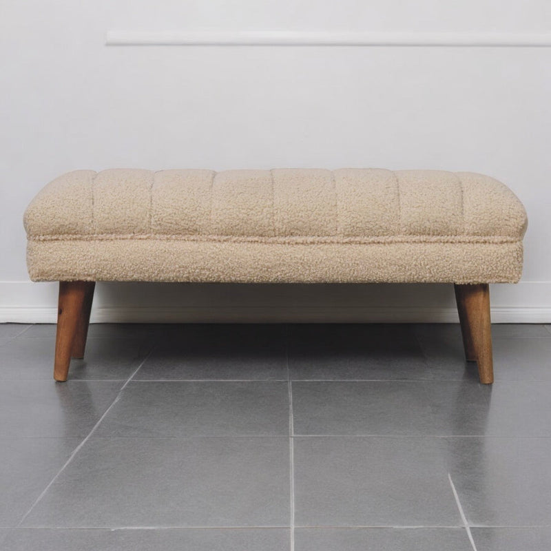 Cream Boucle Puffer Bench Artisan