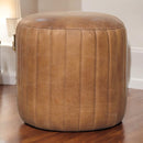 Buffalo Leather Boucle Footstool Artisan