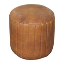 Buffalo Leather Boucle Footstool Artisan